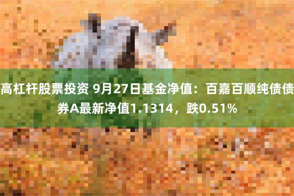 高杠杆股票投资 9月27日基金净值：百嘉百顺纯债债券A最新净值1.1314，跌0.51%